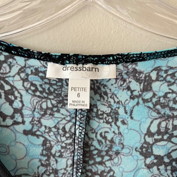 DressBarn Turquoise Cocktail V Neck Midi Dress V Neck Stretch Size 6 Petite. - Picture 2 of 7